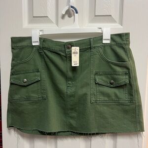 NWT Aerie Olive Green Distressed Jean Skirt